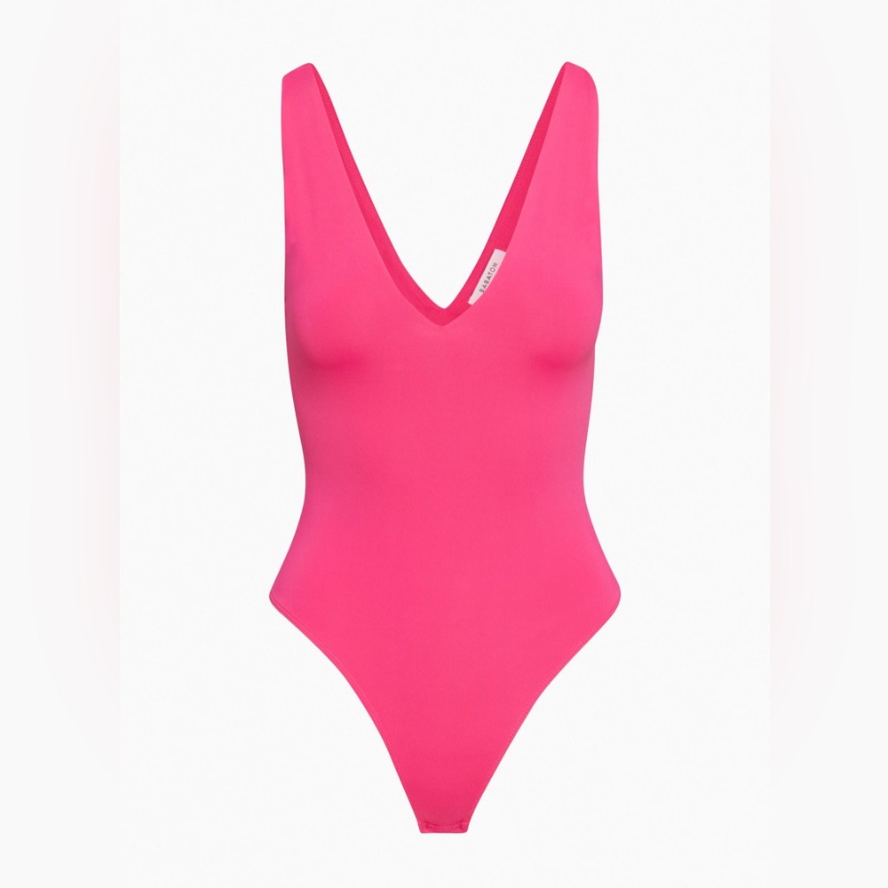 Aritzia Babaton Contour V-Neck Bodysuit Hot Pink